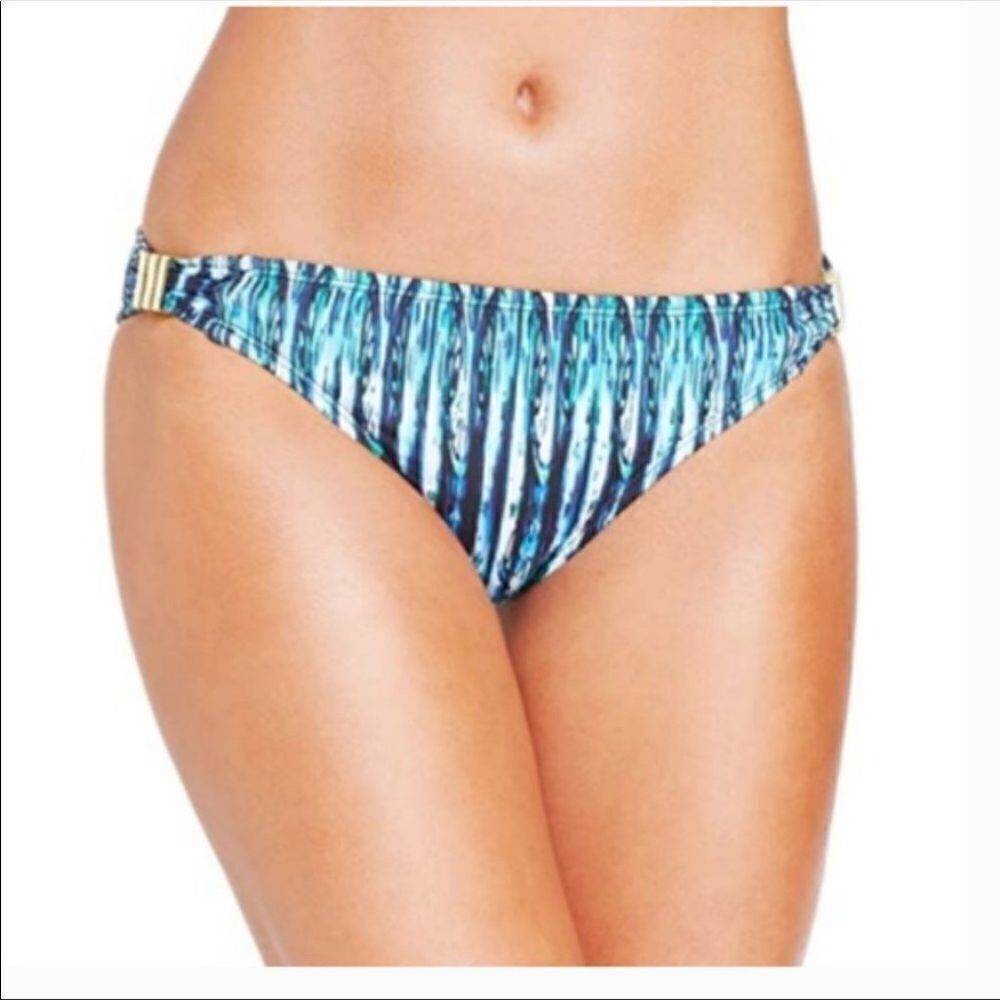 NWT Bar III Reef Road Indigo Bikini Bottom size XL metal details at the side